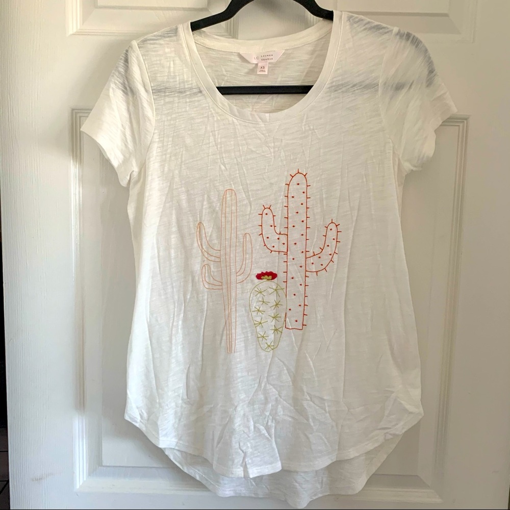 Lauren Conrad beautiful embroidered cactus t-shirt